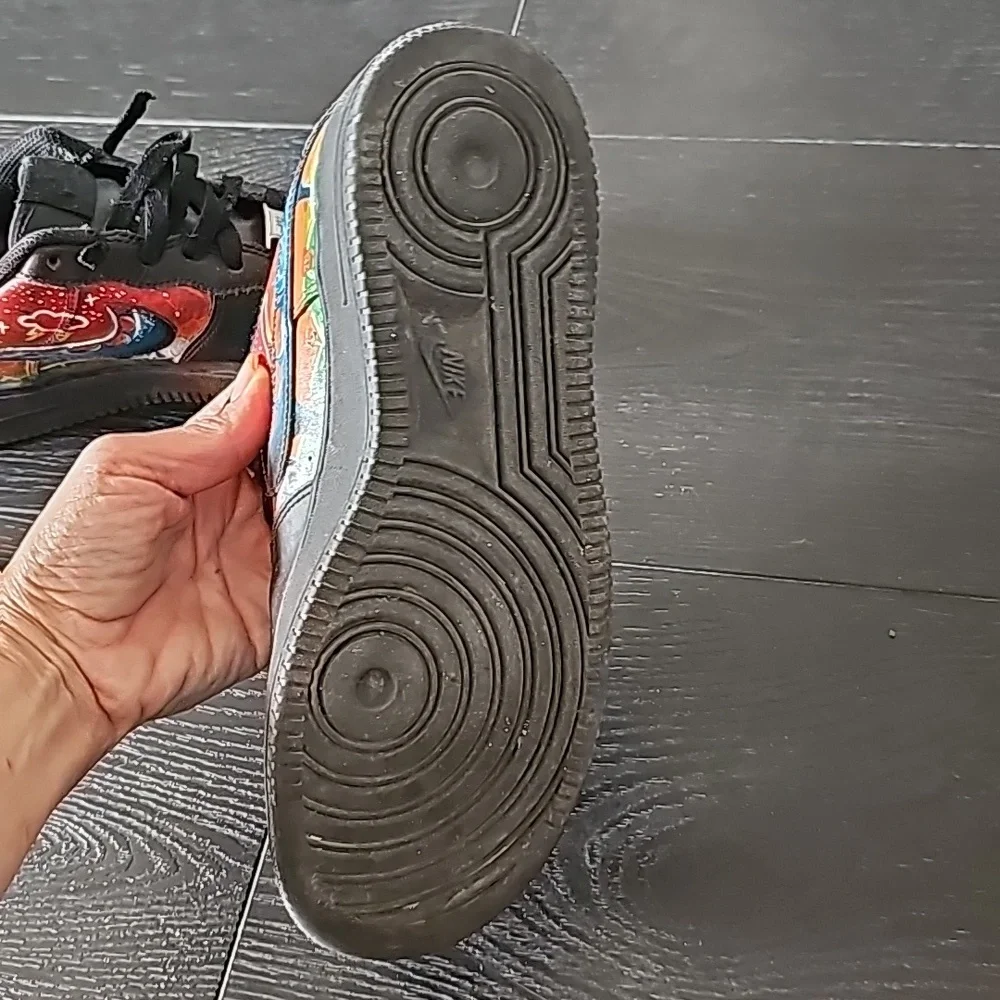 ✨️Custom Made✨ Nike Air Force 1 Travis Scott Astro World 5.5 Y Black Multi color - Picture 4 of 10